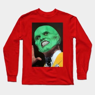 Portrait of Jim Carrey | The Mask | Jim Carrey Mask | Jim Carrey Art | Green | Painting By Tyler Tilley Long Sleeve T-Shirt